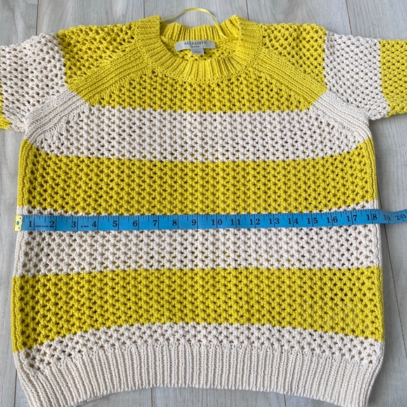 All Saints Yellow and Off-White Stripe Crochet Pullover Sweater - Picture 6 of 12